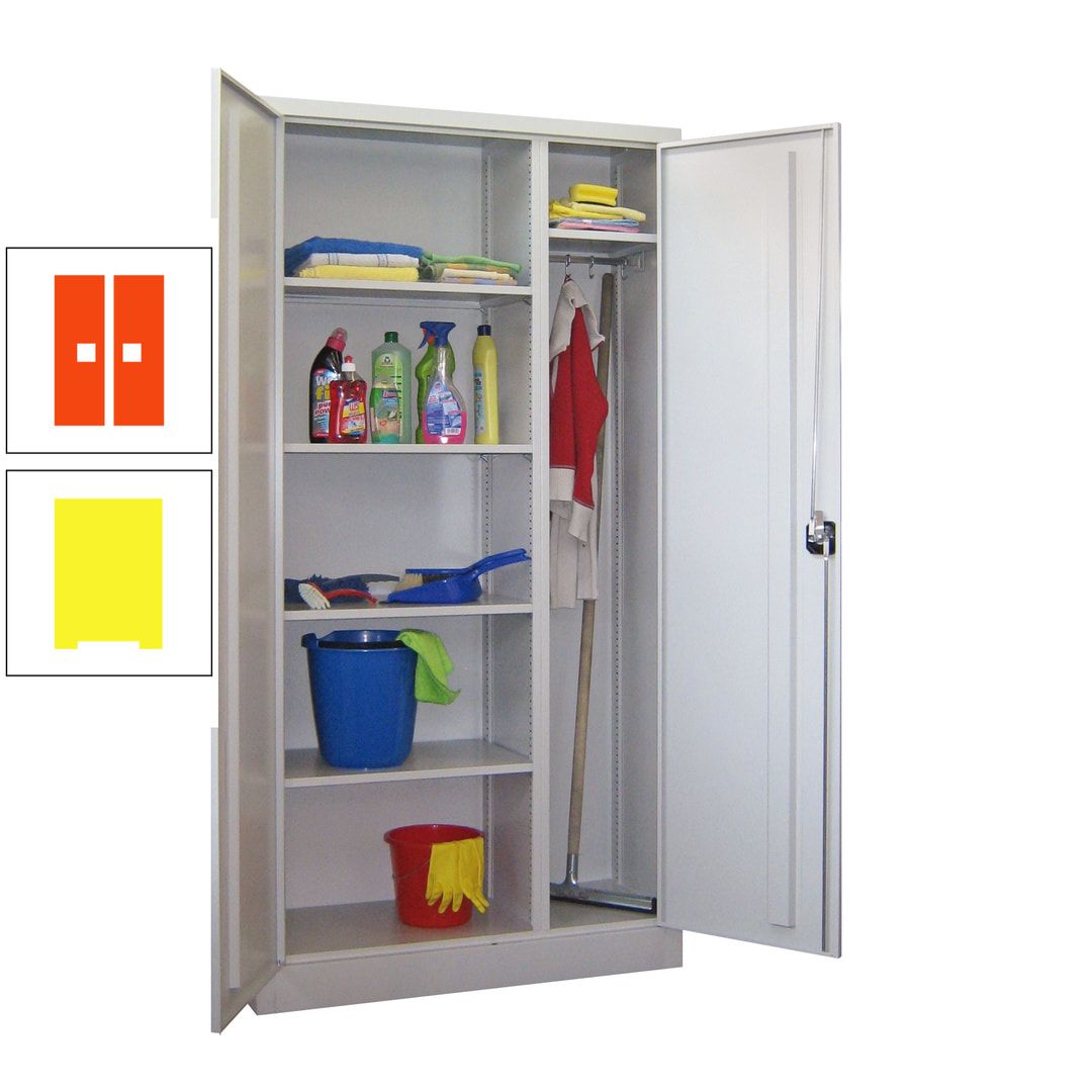 Putzschrank mit Trennwand - 1.950x1.000x400 mm (HxBxT) - Böden pulverbeschichtet - anthrazitgrau