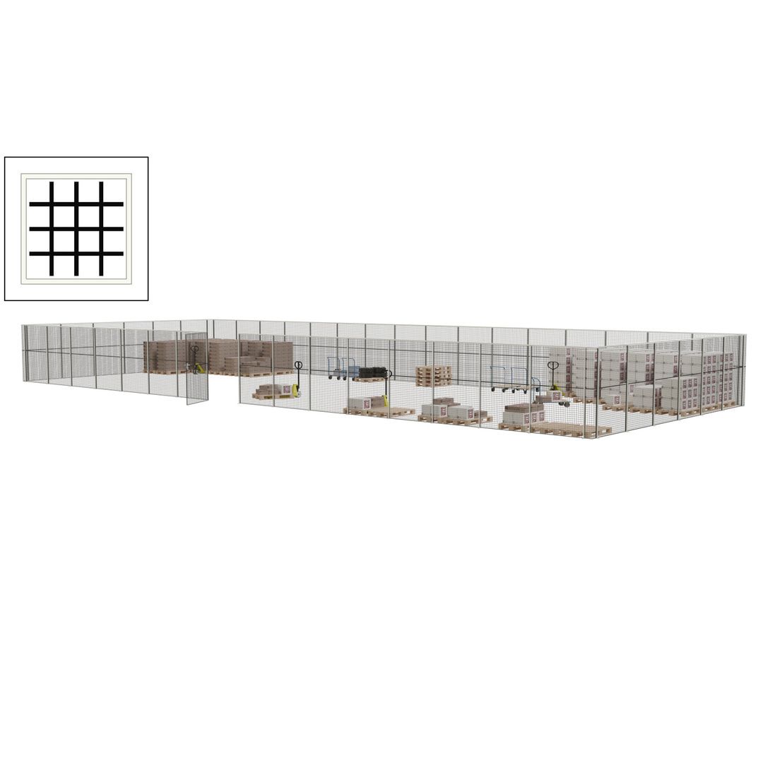 Maschinen Schutzgitter - Hallentrennwand - Sicherheitszaun - Tür - 66 m - 2.200 x 24.400 x 9.400 mm (HxBxT) - enzianblau