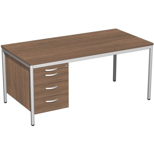 Schreibtisch 4-Fuß Eco - Hängecontainer - 4 Schubfächer - abschließbar - 720 x 1.200 x 800 mm (HxBxT) - Gestell lichtgrau - Ahorn