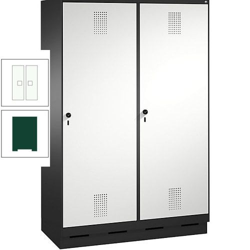 Doppel-Spind, Garderobenschrank, 2 Türen für 4 Abteile a 300 mm, Korpus anthrazitgrau, Türen anthrazitgrau, 1.800 x 1.200 x 500 mm (HxBxT)
