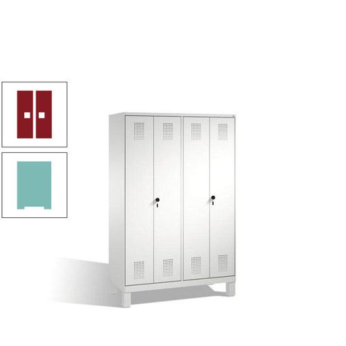 Doppel-Spind, Doppeltüren, Garderobenschrank mit Füßen, 4 Abteile a 300 mm, Korpus anthrazitgrau, Tür anthrazitgrau, 1.850 x 1.200 x 500 mm (HxBxT)