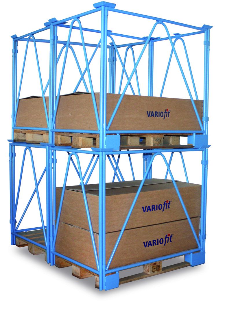 Palettenaufsatzrahmen für Europalette - 2.000 kg - Höhe 1.000 mm - 3-fach stapelbar - Diagonalstreben - lichtblau
