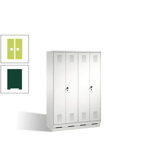 Doppel-Spind, Doppeltüren, Garderobenschrank mit Sockel, 4 Abteile a 300 mm, Korpus anthrazitgrau, Tür anthrazitgrau, 1.800 x 1.200 x 500 mm (HxBxT)