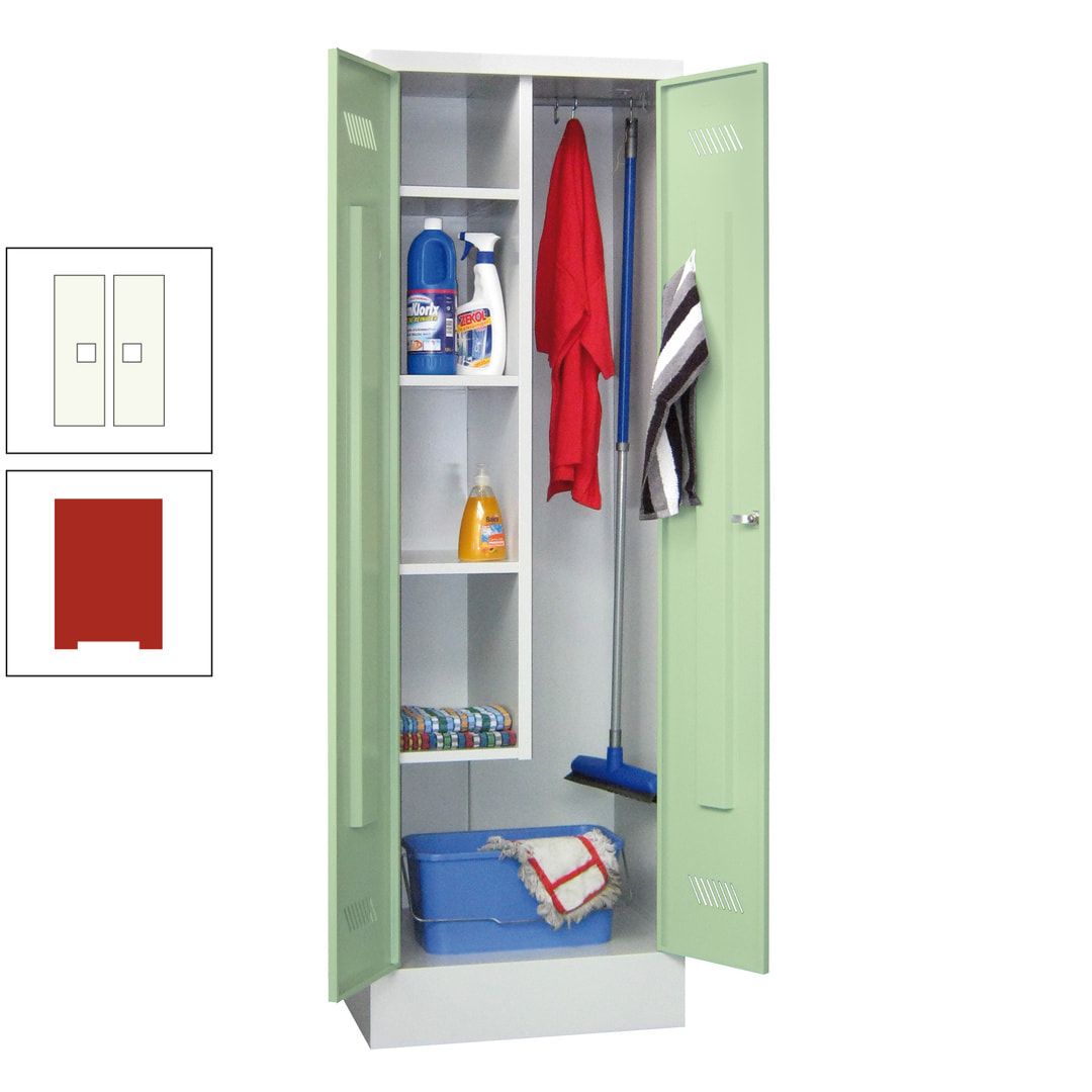 Putzschrank mit Sockel - 1 Abteil mit Trennwand - 1.850x600x500 mm (HxBxT) - Drehriegel - anthrazitgrau