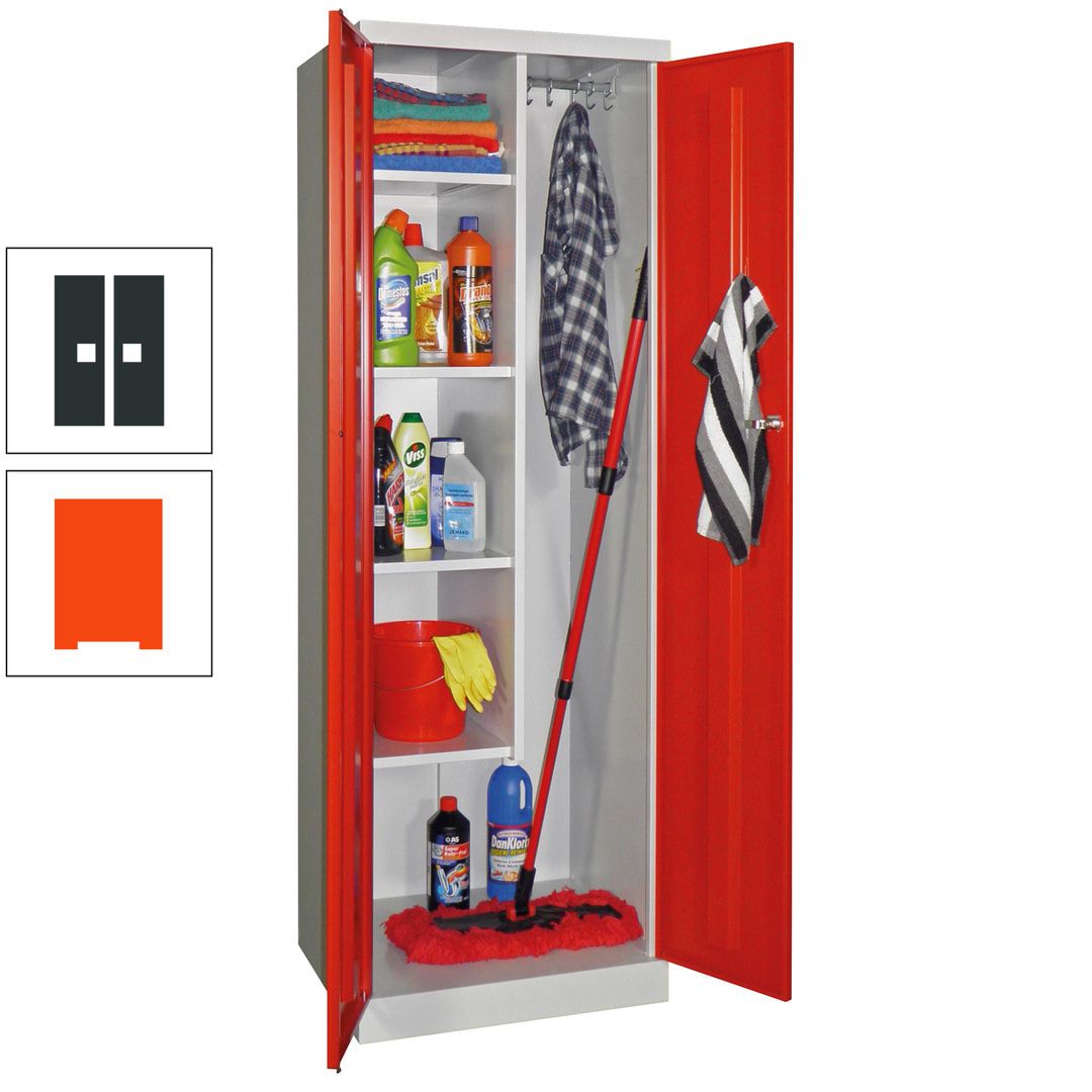 Putzschrank mit Sockel - 1 Abteil mit Trennwand - 1.800x600x500 mm (HxBxT) - Zylinderschloss - anthrazitgrau