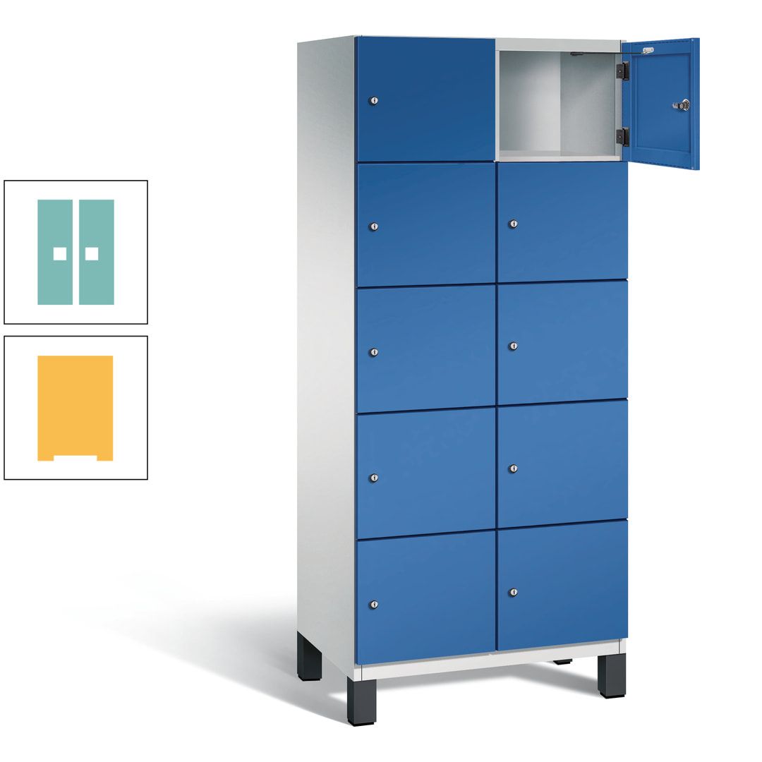 Fächerschrank, Stahlschrank, 10 Fächer, Türöffnungsbegrenzer, Füße, 1.980 x 800 x 525 mm (HxBxT), Korpus anthrazitgrau, Front anthrazitgrau