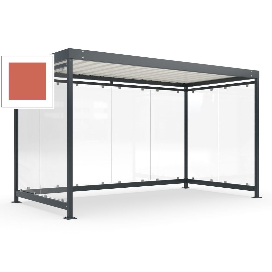 Fahrradunterstand, Fahrgastunterstand, Bushaltestelle, Bausatz, 12-13 Personen, 2.510 x 4.195 x 2.165 mm (HxBxT), 8 Wände, Achatgrau