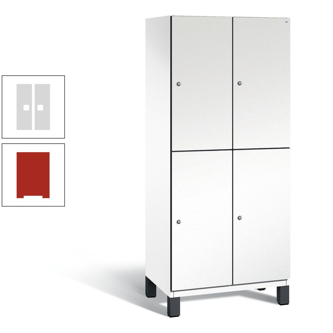 Fächerschrank, Stahlschrank, doppelstöckig, 4 Fächer, Füße, Korpus anthrazitgrau, Tür anthrazitgrau, 1.980 x 800 x 525 mm (HxBxT)