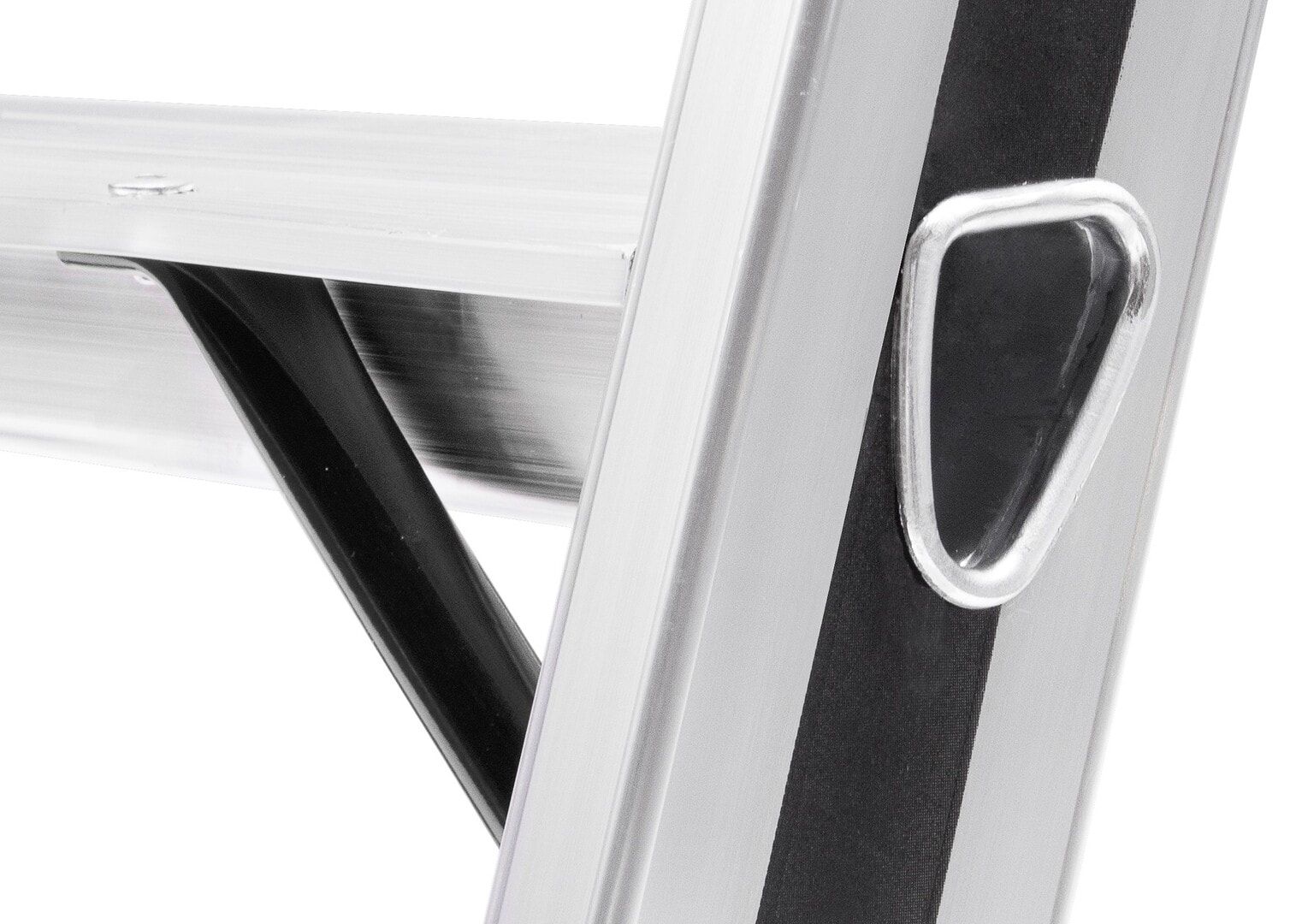 Aluminium Stufenstehleiter, Plattform, Rutschhemmung R11, Kunststoffablage, Eimerhaken, 1.390 x 415 mm (LxB), 3 Stufen, 4 kg, Stufentiefe 80 mm, Hymer