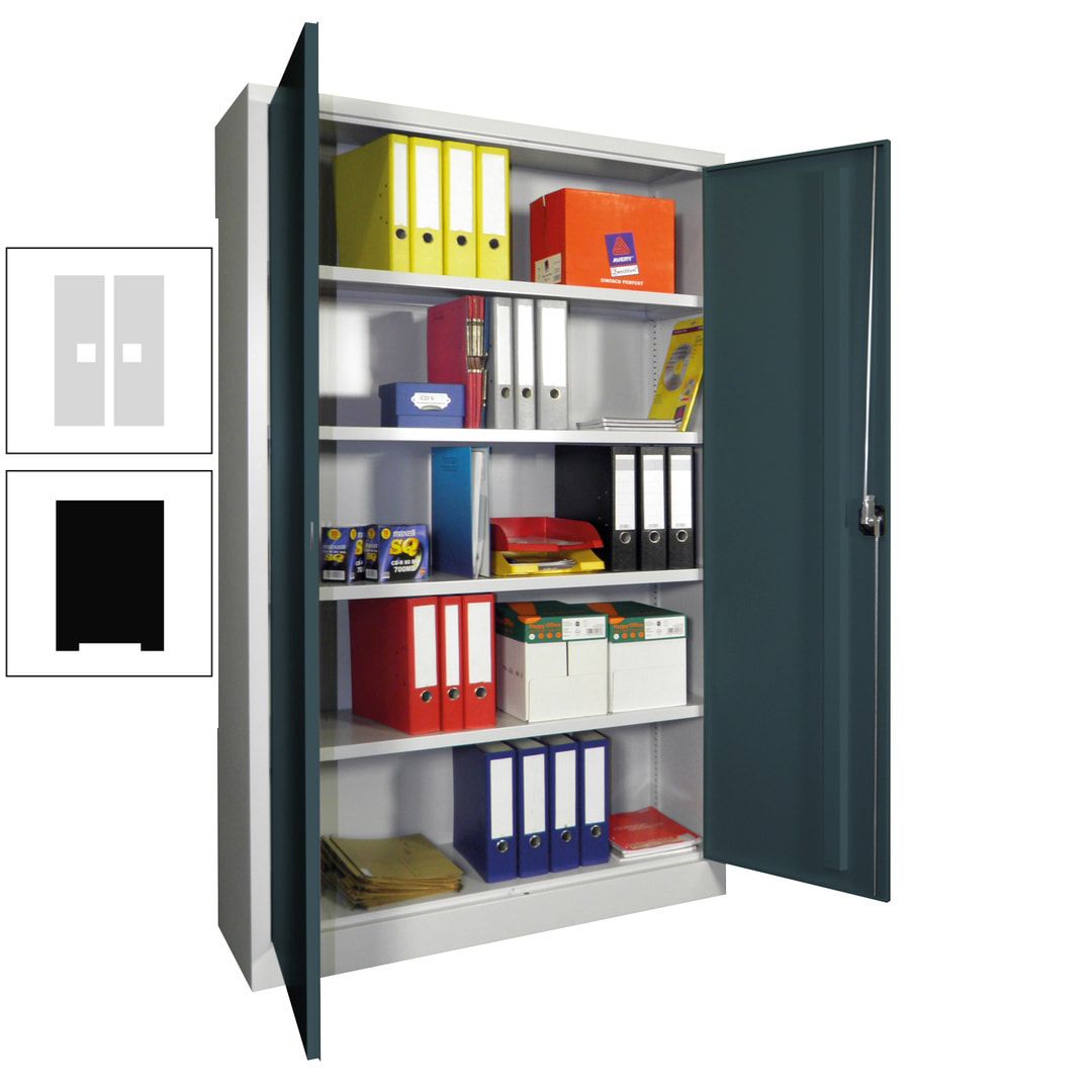Aktenschrank - Vollblechtüren - 1.950x1.200x400 mm (HxBxT) - 4 Einlegeböden verzinkt - Zylinderschloss - anthrazitgrau