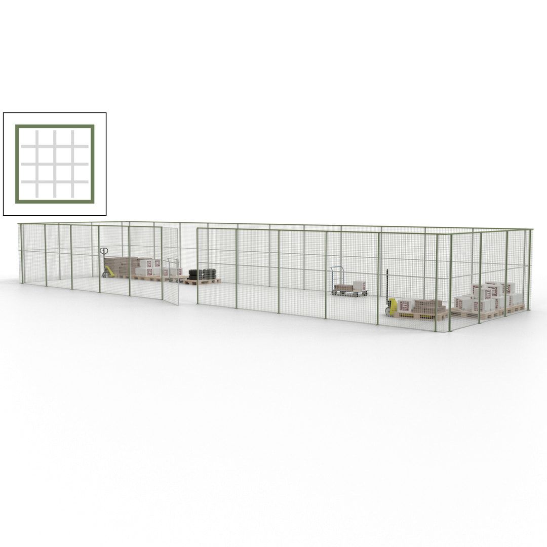 Maschinen Schutzgitter - Hallentrennwand - Sicherheitszaun - Tür - 42 m - 2.200 x 16.900 x 4.900 mm (HxBxT) - enzianblau