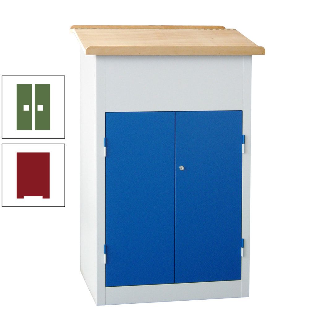 Stehpult mit Schrank - Vollblechtür - Zylinderschloss - 2 Böden - 1.200 x 700 x 600 mm (HxBxT) - anthrazitgrau