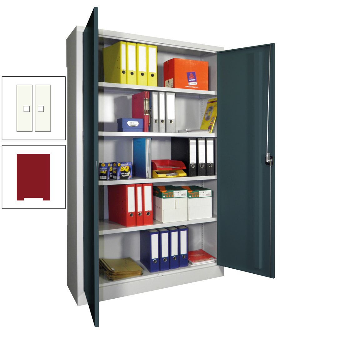Aktenschrank - Vollblechtüren - 1.950x1.200x400 mm (HxBxT) - 4 Einlegeböden verzinkt - Zylinderschloss - anthrazitgrau