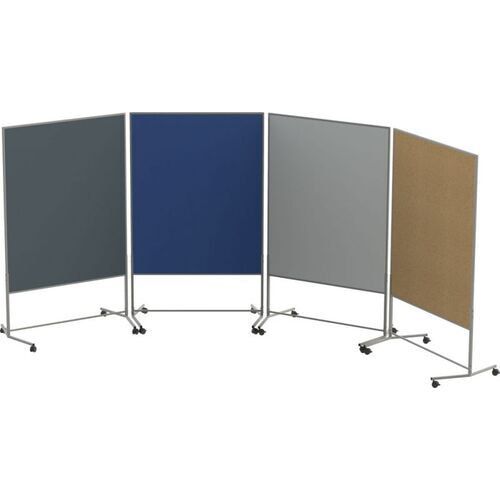 Moderationswand mit Sichtschutz, Raumteiler, Stellwand, Präsentationswand, 1.500 mm x 1.200 mm (HxB), Ausführung blau