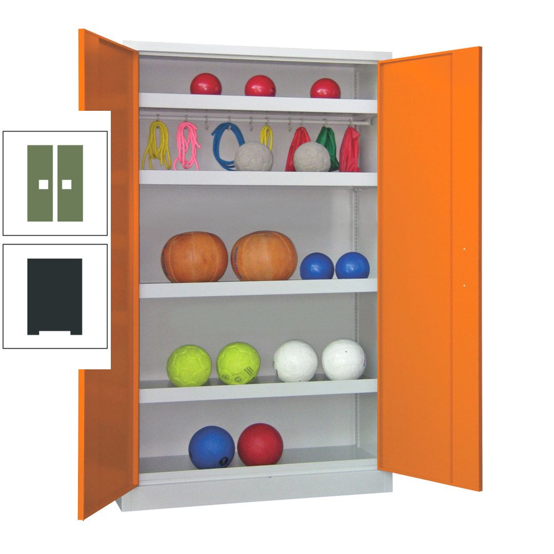 Ballschrank - Vollblechtüren - 4 Böden - 1 Hakenleiste - 1.950x1.200x500 mm (HxBxT) - anthrazitgrau