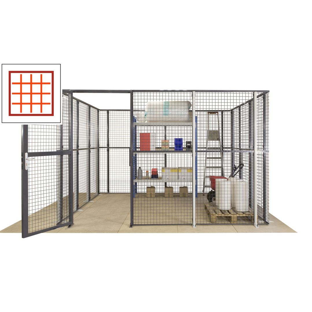 Maschinen Schutzgitter - Hallentrennwand - Sicherheitszaun - Tür - 72 m - 2.200 x 21.400 x 15.400 mm (HxBxT) - enzianblau