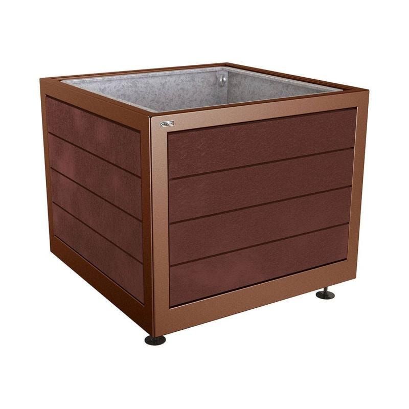 Pflanzbehälter, Stahl, recyclebarer Kunststoff, verstellbare Füße, Innen Blech fvz mit Verladungsgriffen, 800 x 1.000 x 1.000 mm (HxBxT), enzianblau
