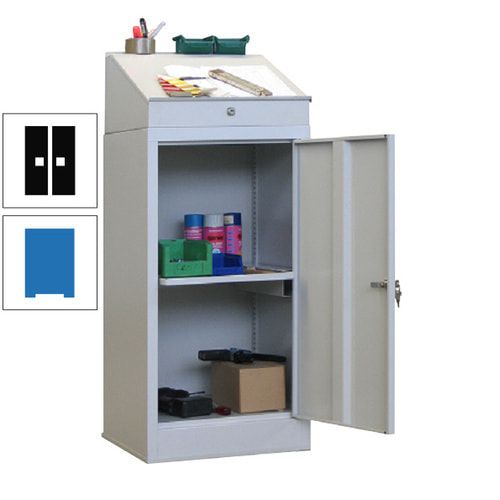 Stehpult mit Schrank - Vollblechtür - Zylinderschloss - 1 Ausziehboden - 1.270x500x500 mm (HxBxT) - anthrazitgrau
