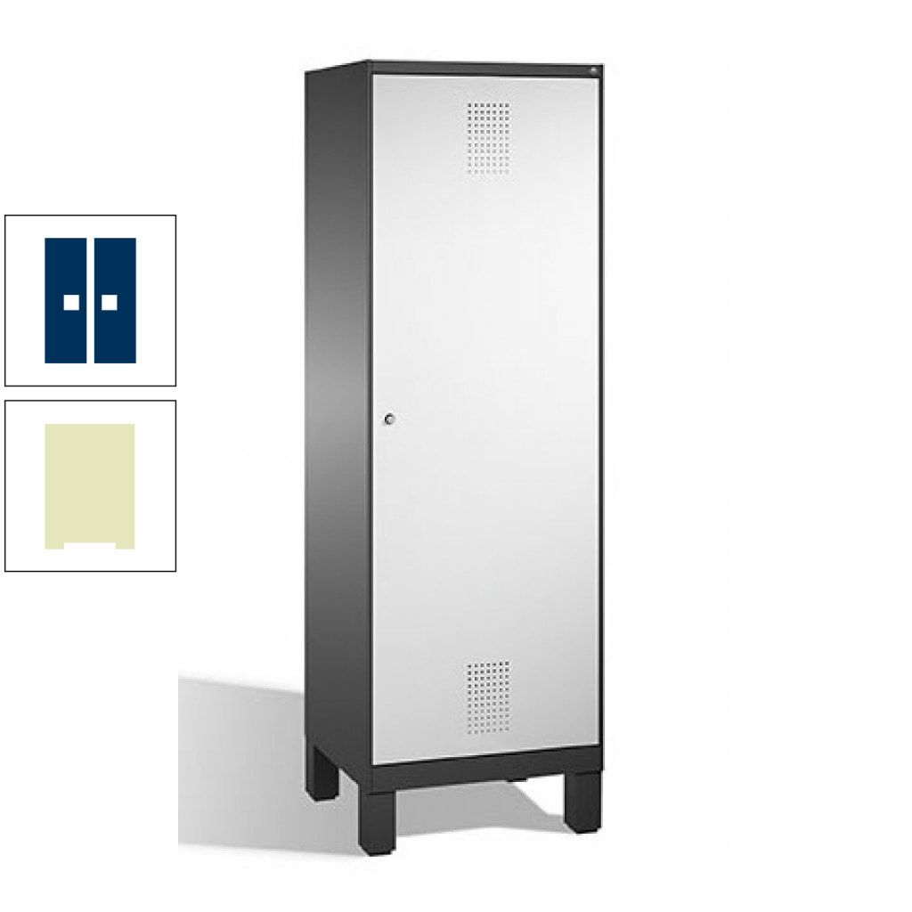 Doppel-Spind, Garderobenschrank, 1 Tür für 2 Abteile a 300 mm, Korpus anthrazitgrau, Türen anthrazitgrau, 1.850 x 600 x 500 mm (HxBxT)