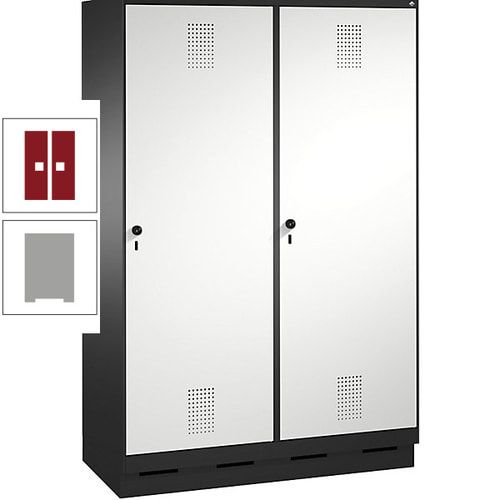 Doppel-Spind, Garderobenschrank, 2 Türen für 4 Abteile a 300 mm, Korpus anthrazitgrau, Türen anthrazitgrau, 1.800 x 1.200 x 500 mm (HxBxT)