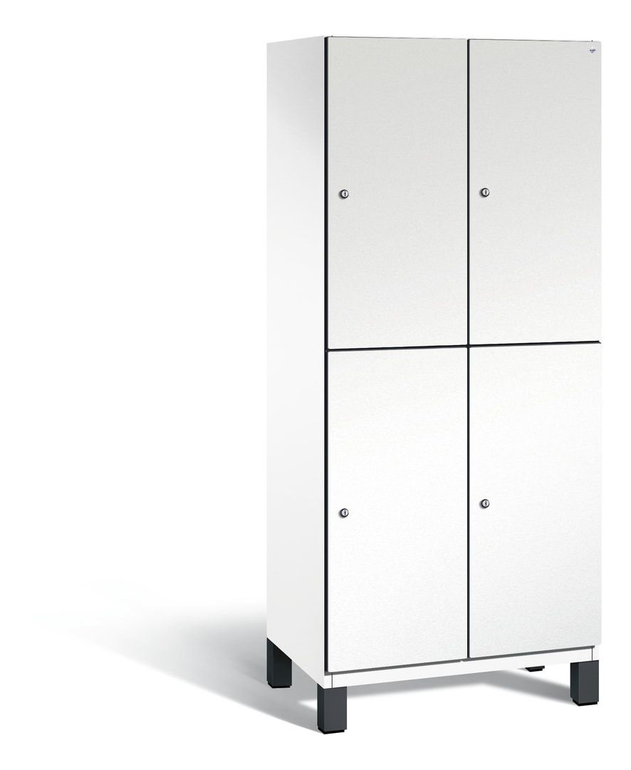 Fächerschrank, Stahlschrank, doppelstöckig, 4 Fächer, Füße, Korpus anthrazitgrau, Tür anthrazitgrau, 1.980 x 800 x 525 mm (HxBxT)