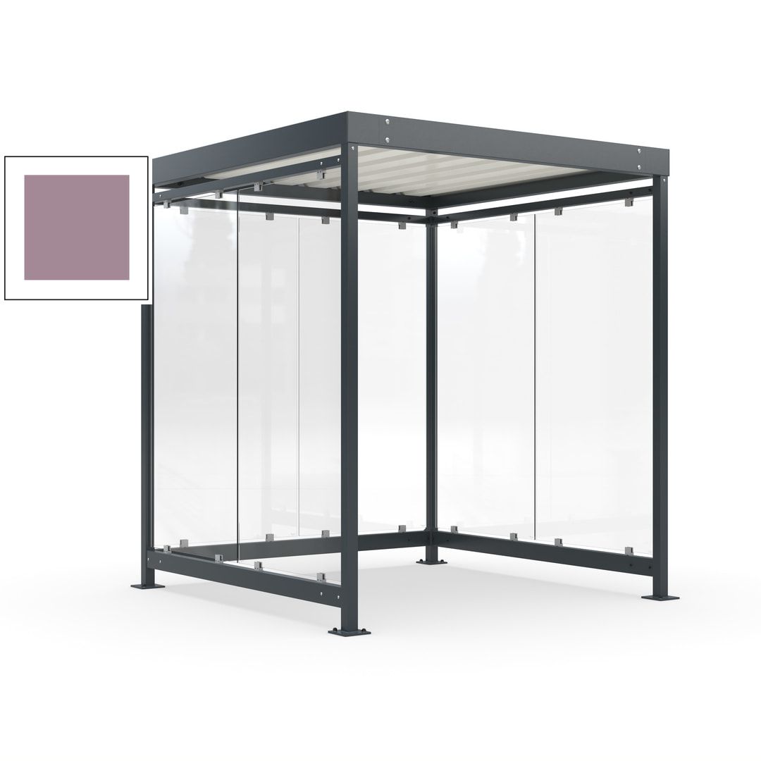 Raucherunterstand, Bushaltestelle, Bausatz, 6-7 Personen, 6 Wände, 2.510 x 2.165 x 2.165 mm (HxBxT), Achatgrau