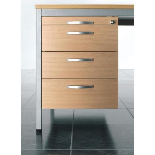 Schreibtisch 4-Fuß Eco - zwei Hängecontainer - 7 Schubfächer - abschließbar - 720 x 1.600 x 800 mm (HxBxT) - Gestell lichtgrau - Dekor Ahorn
