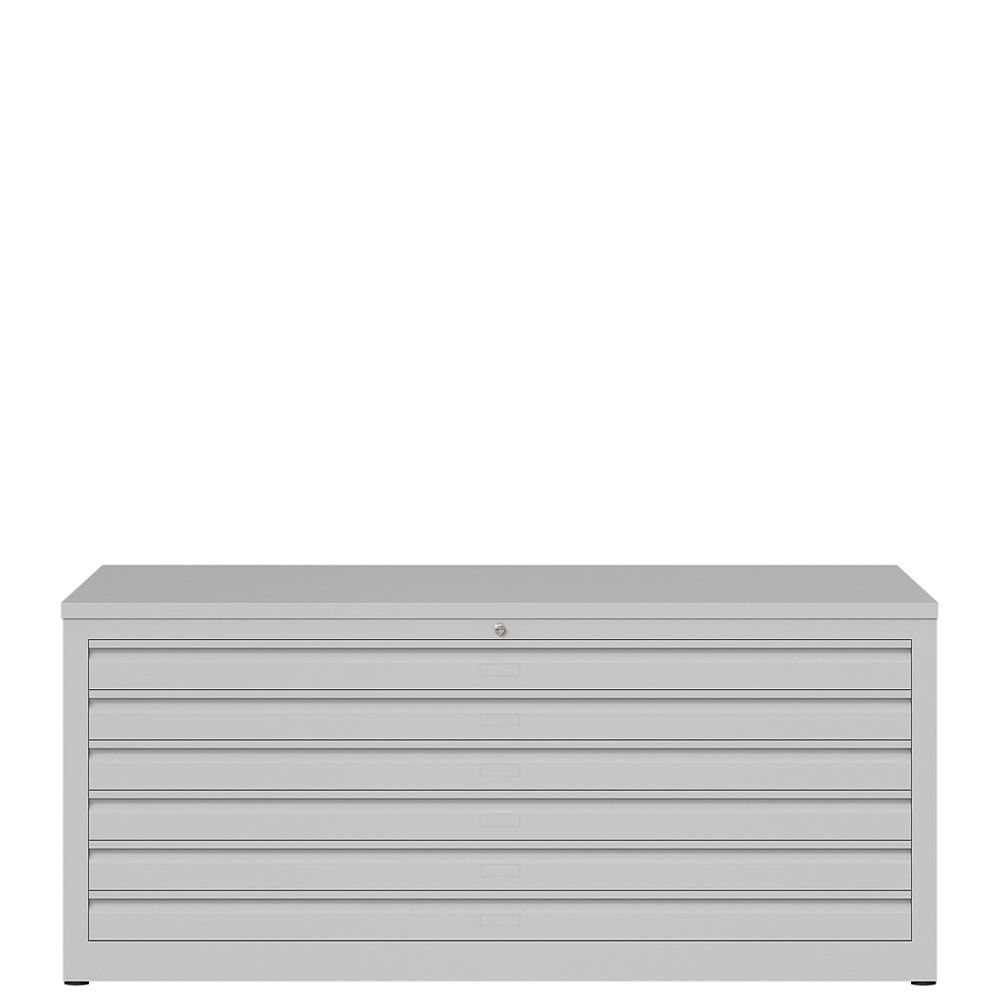Zeichenschrank, Planschrank, Architektenschrank, Flachablageschrank, bis DIN A0, 6 Schubladen, 605 x 1.405 x 955 mm (HxBxT), Farbe: lichtgrau