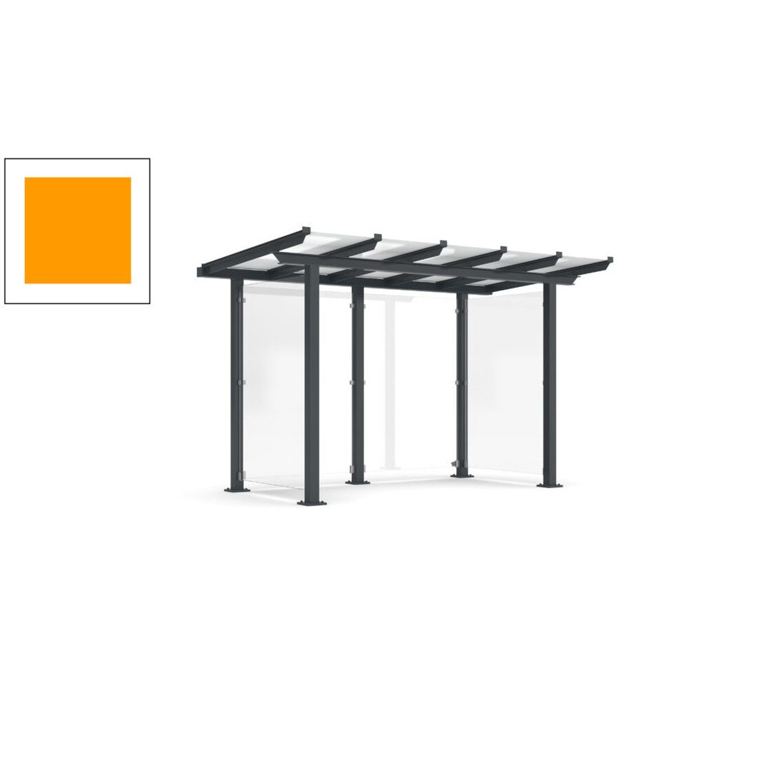 Unterstand mit Pultdach und Sicherheitsglas - feuerverzinkt und farbbeschichtet - 2.435 x 3.850 x 2.090 (HxBxT) - Farbe Achatgrau
