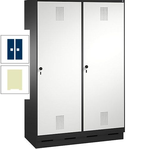 Doppel-Spind, Garderobenschrank, 2 Türen für 4 Abteile a 300 mm, Korpus anthrazitgrau, Türen anthrazitgrau, 1.800 x 1.200 x 500 mm (HxBxT)