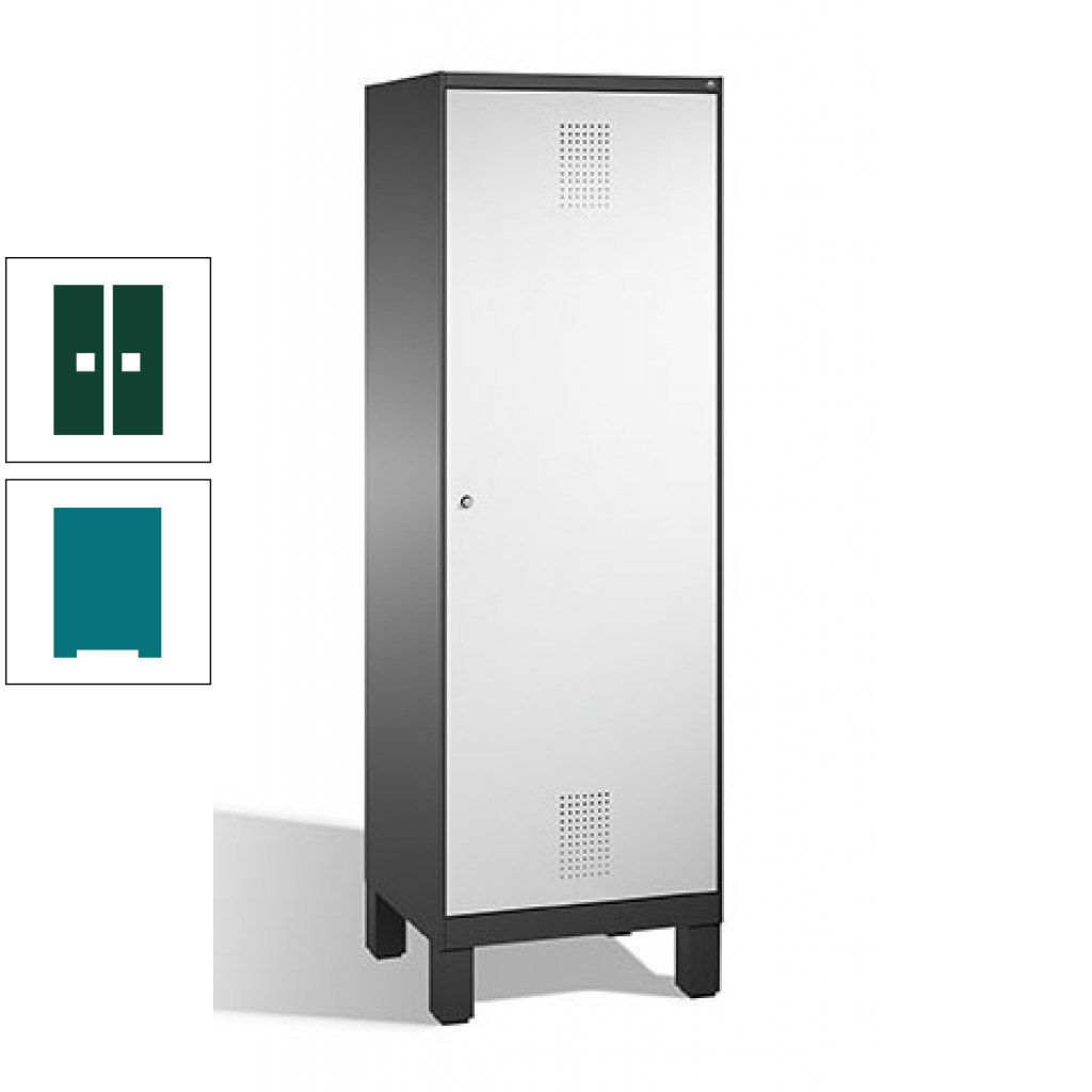 Doppel-Spind, Garderobenschrank, 1 Tür für 2 Abteile a 300 mm, Korpus anthrazitgrau, Türen anthrazitgrau, 1.850 x 600 x 500 mm (HxBxT)
