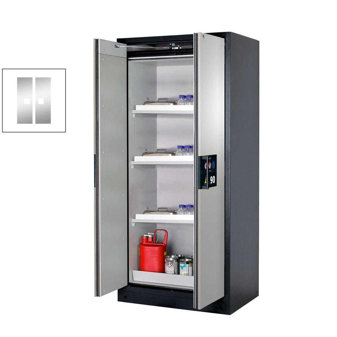 Gefahrstoffschrank - 1.953x893x615 mm - 3 Wannenböden PP - Front enzianblau