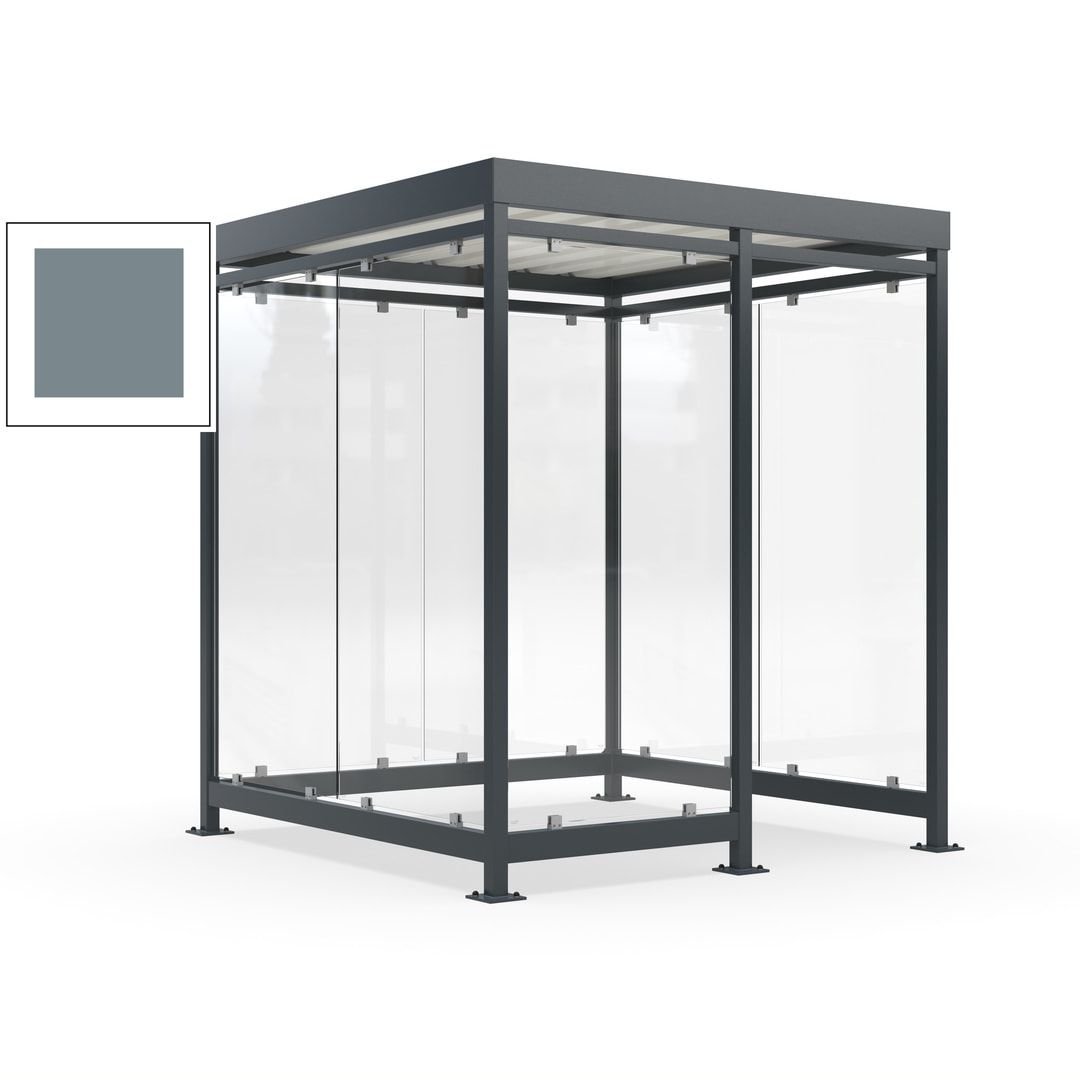 Raucherunterstand, Bushaltestelle, 7 Wände, 6-7 Personen, 2.510 x 2.165 x 2.165 mm (HxBxT), Farbe Achatgrau