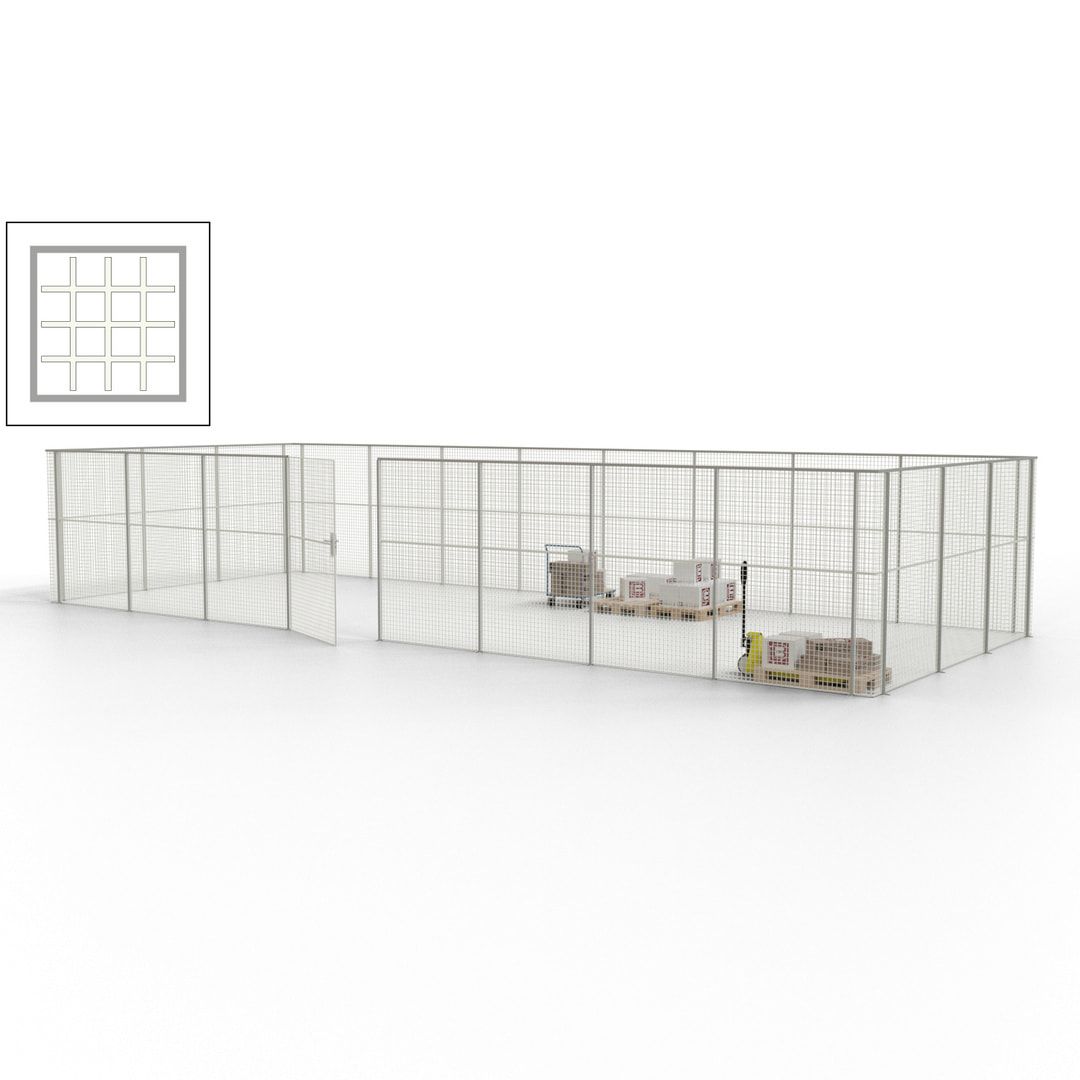 Maschinen Schutzgitter - Hallentrennwand - Sicherheitszaun - Tür - 33 m - 2.200 x 12.400 x 4.900 mm (HxBxT) - enzianblau