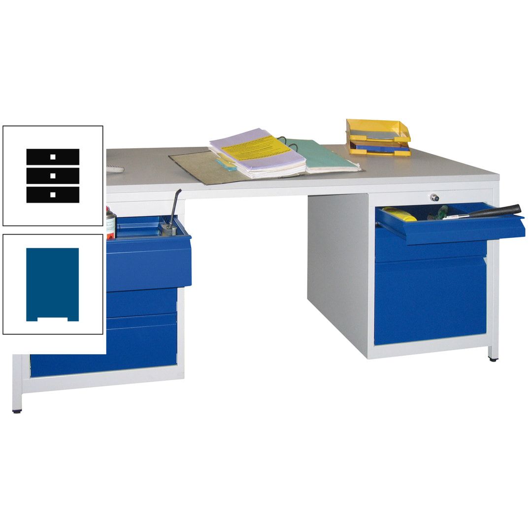 Meisterschreibtisch - 6 Schubladen, 75 / 125 / 150 / 175 / 300 mm - 720 x 1.700 x 800 mm (HxBxT) - anthrazitgrau