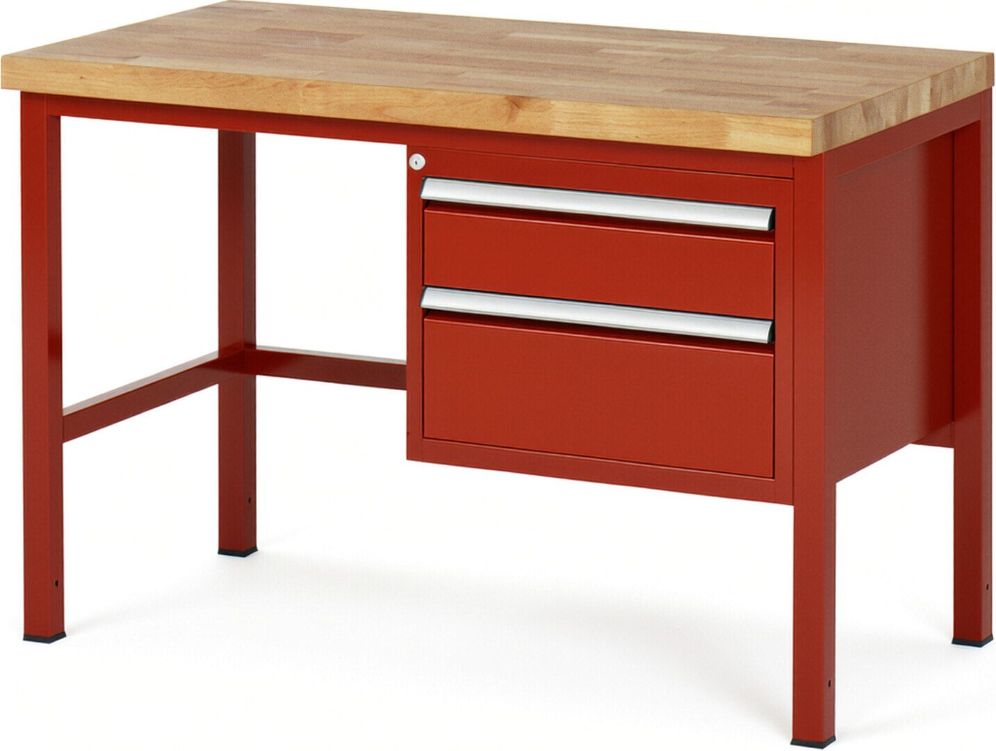 Werkbank - 2 Schubladen - Teilauszug - 150:1 / 210:1 - Höhe 840-1.040 mm - 1.250 x 700 mm - 1.250 kg - Buche - Anthrazitgrau