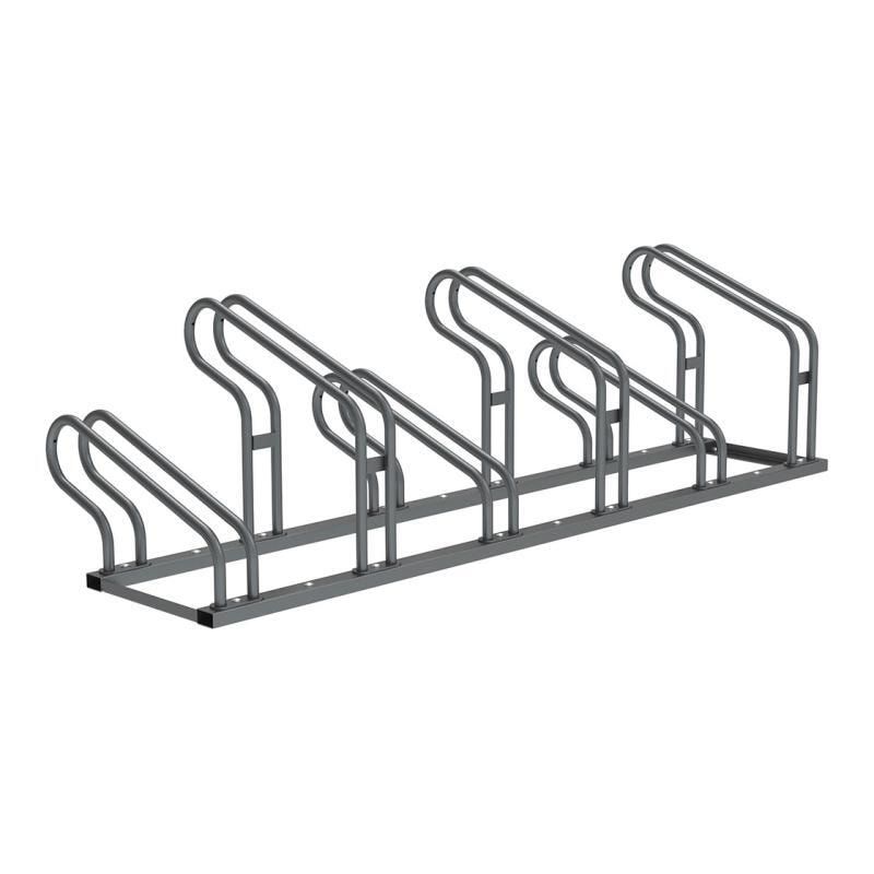 Fahrradständer, Stahl, feuerverzinkt, 6 Plätze, Vorderradhalterung, 527 x 1.900 x 558 mm (HxBxT), Farbe enzianblau
