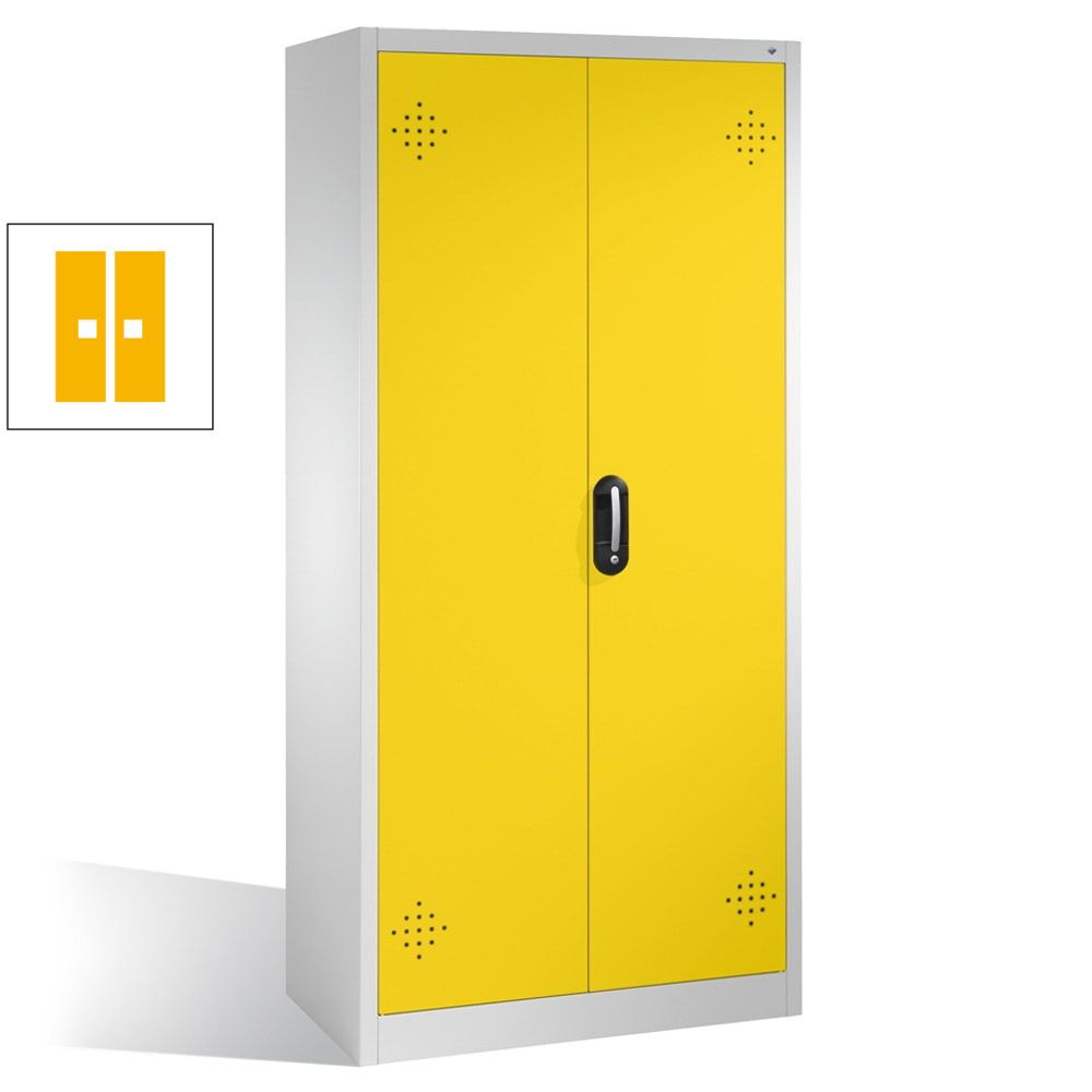 C+P Umweltschrank mit 4 Wannenböden, für wassergefährdende Stoffe, mit Flügeltüren, 1.950 x 930 x 500 mm (HxBxT), Farbe lichtgrau
