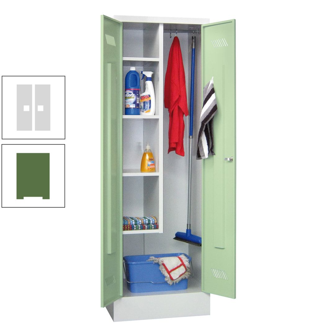 Putzschrank mit Sockel - 1 Abteil mit Trennwand - 1.850x600x500 mm (HxBxT) - Drehriegel - anthrazitgrau