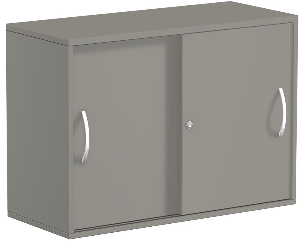 Anstell-Schiebetürenschrank, Holz, 2 Ordnerhöhen, Einlegeboden, Stellfüße, 720 x 1.000 x 425 mm (HxBxT), Frontfarbe Ahorn, Korpusfarbe Ahorn
