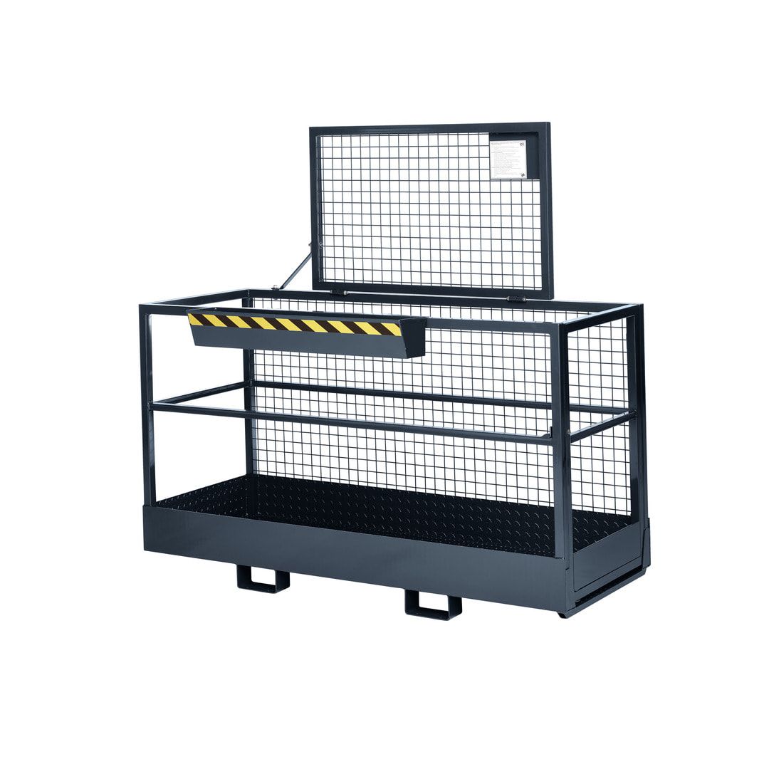 Arbeitsbühne für Stapler und Frontlader - Arbeitskorb - Montagebühne - Extra breit - Traglast 300 kg - 1.910 x 2.000 x 800 mm (HxBxT) - anthrazitgrau