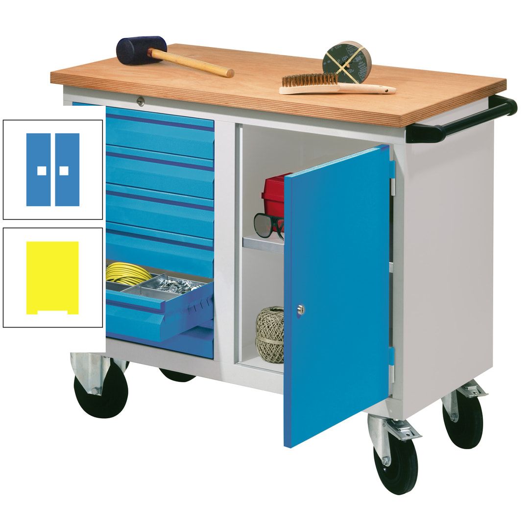 Mobile Werkbank - Werkstattwagen - 915 x 1.090 x 600 mm - 6 Schubladen und Schrankfach - anthrazitgrau
