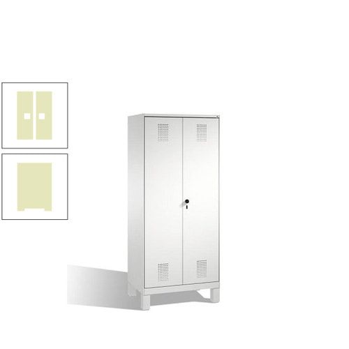 Doppel-Spind, Doppeltüren, Garderobenschrank mit Füßen, 2 Abteile a 400 mm, Korpus anthrazitgrau, Tür anthrazitgrau, 1.850 x 800 x 500 mm (HxBxT)