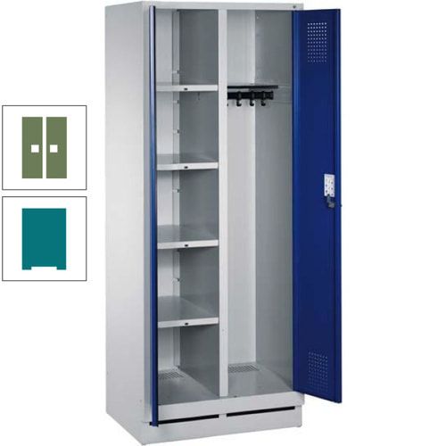 Mehrzweckschrank, Doppeltüren, Füße, 2 Abteile a 300 mm, Korpus anthrazitgrau, Tür anthrazitgrau, 1.800 x 600 x 500 mm (HxBxT)