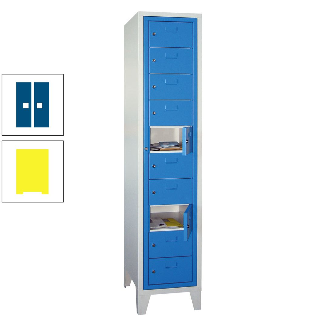 Schließfachschrank - Wäscheausgabeschrank - 10 Fächer a 315 mm - 1.850x400x500 mm (HxBxT) - Füße - Zylinderschloss - anthrazitgrau