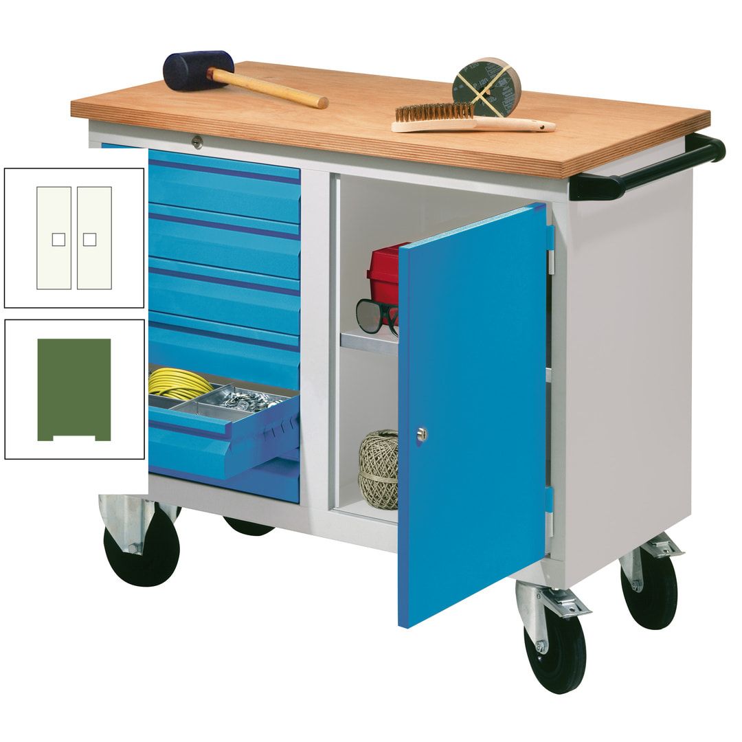 Mobile Werkbank - Werkstattwagen - 915 x 1.090 x 600 mm - 6 Schubladen und Schrankfach - anthrazitgrau