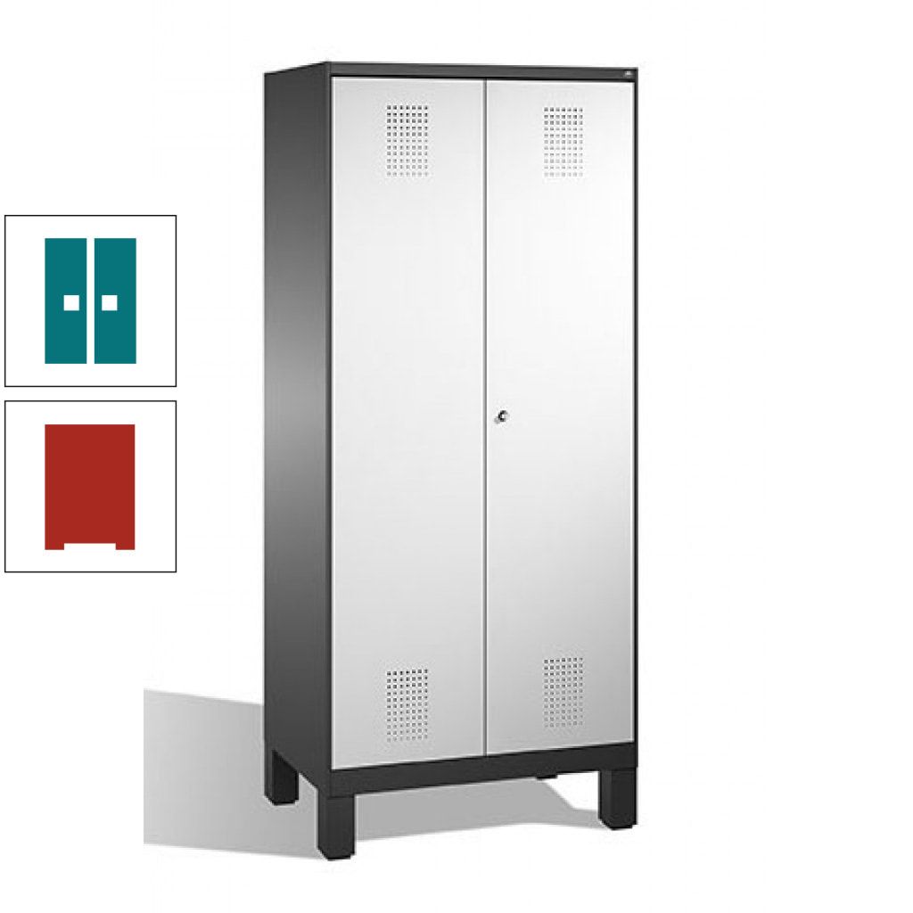 Mehrzweckschrank, Doppeltüren, auf Füßen, 2 Abteile a 400 mm, Korpus anthrazitgrau, Tür anthrazitgrau, 1.850 x 800 x 500 mm (HxBxT)