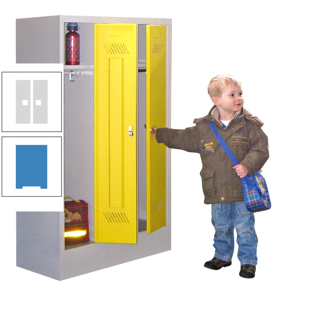 Spindschrank f. Kindergärten - mit Sockel - Höhe 1.300 mm - 2 Abteile a 250 mm - Drehriegel - anthrazitgrau