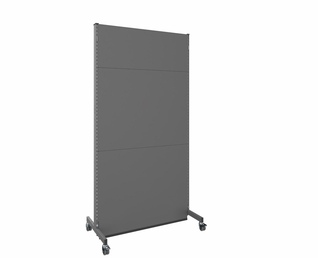 OTTOKIND Mobile Akustikwand, Grundfeld, 2.000 x 1.280 x 740 mm (HxBxT), Front Glattblech, Rückseite Lochblech, Rollen, Brandschutzklasse B1, Staubgrau