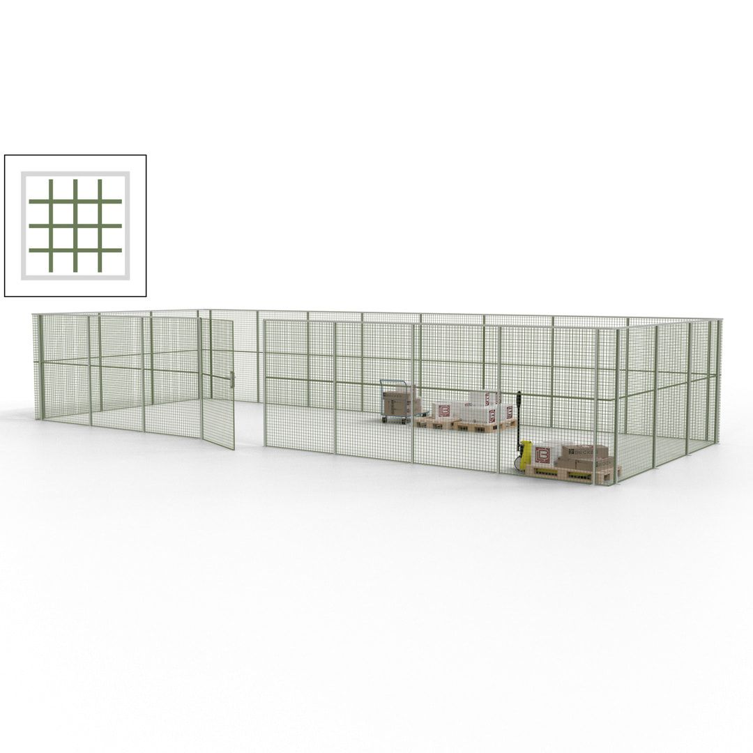 Maschinen Schutzgitter - Hallentrennwand - Sicherheitszaun - Tür - 33 m - 2.200 x 12.400 x 4.900 mm (HxBxT) - enzianblau
